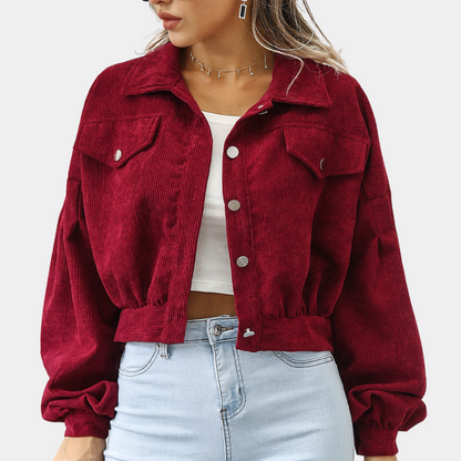 Elina - Velvet Ribbed Women's Jacket