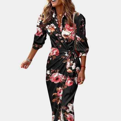 Satin Soft Colourful Maxi Length Wrap Dress - Sabina