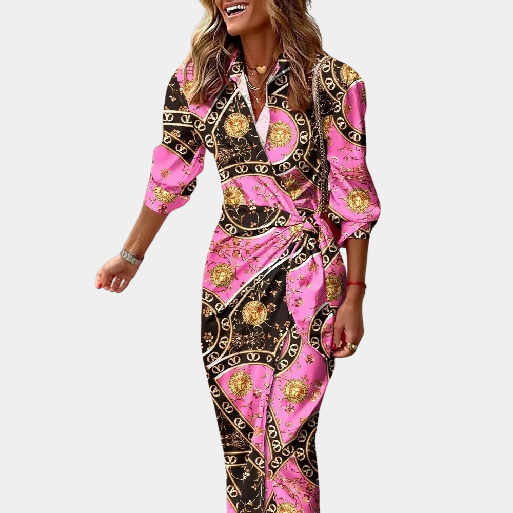 Satin Soft Colourful Maxi Length Wrap Dress - Sabina