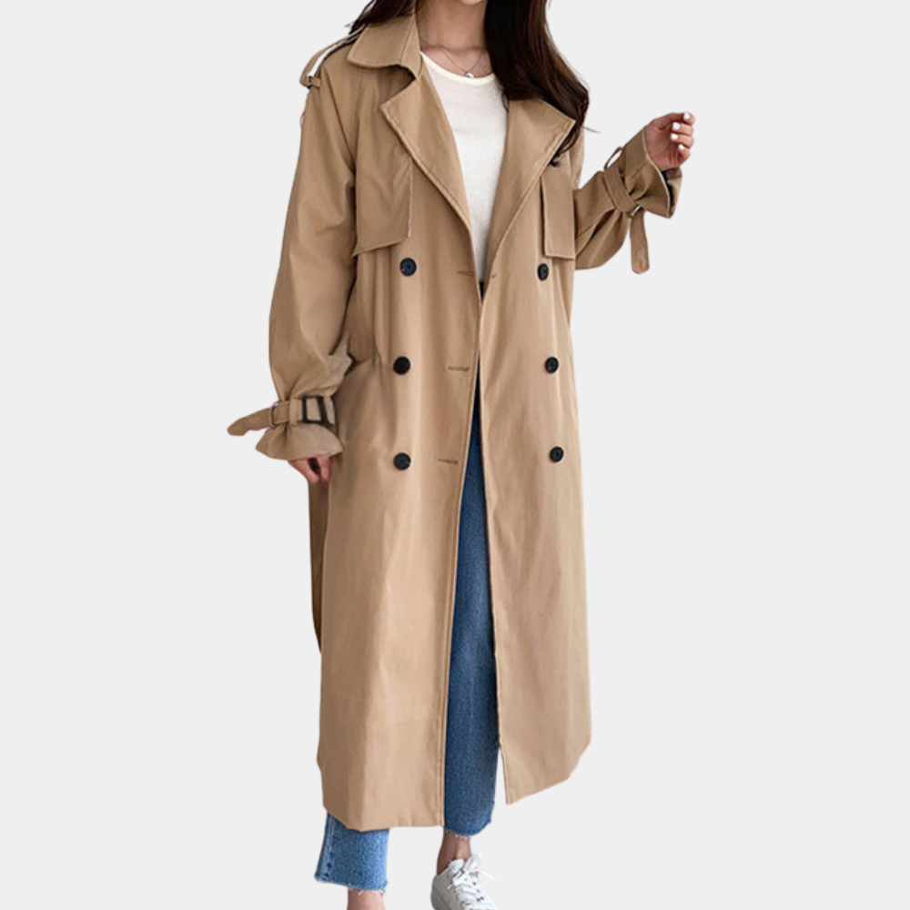 Oversized trench coat with belt for women - Ivana