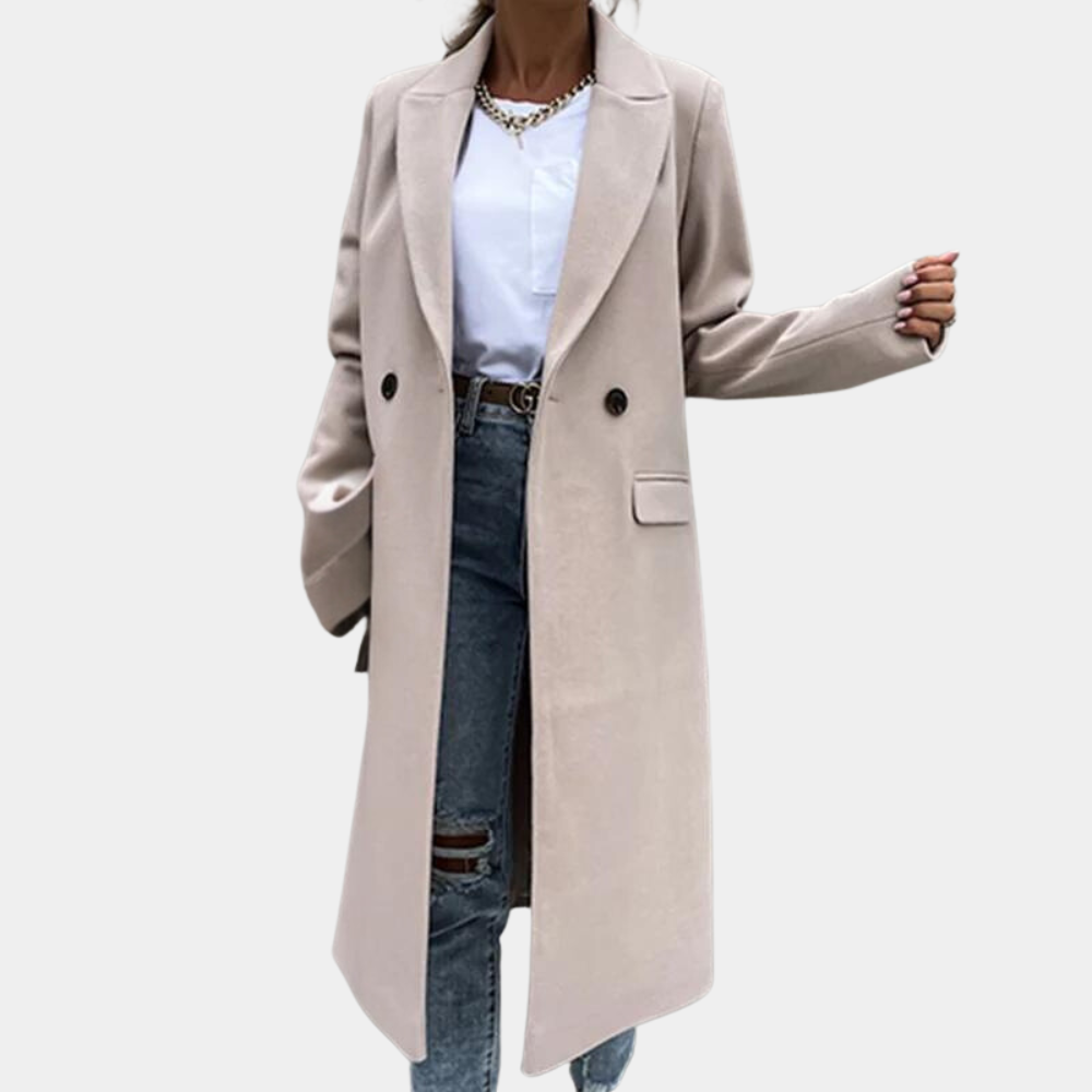 Long Winter Coat with Flap Pockets - Zeraya