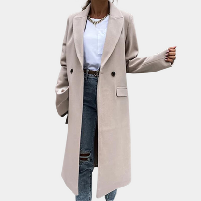 Long Winter Coat with Flap Pockets - Zeraya