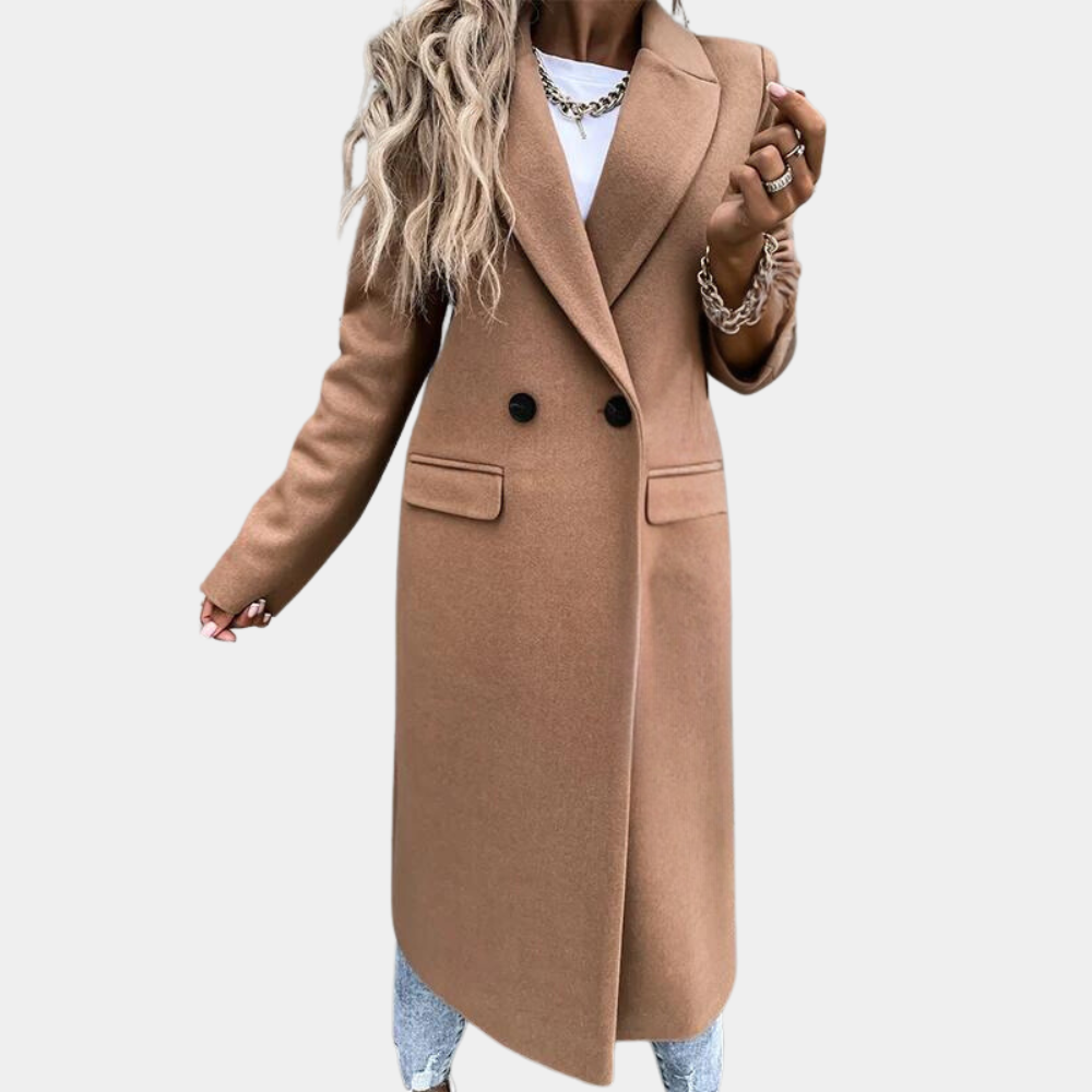 Long Winter Coat with Flap Pockets - Zeraya