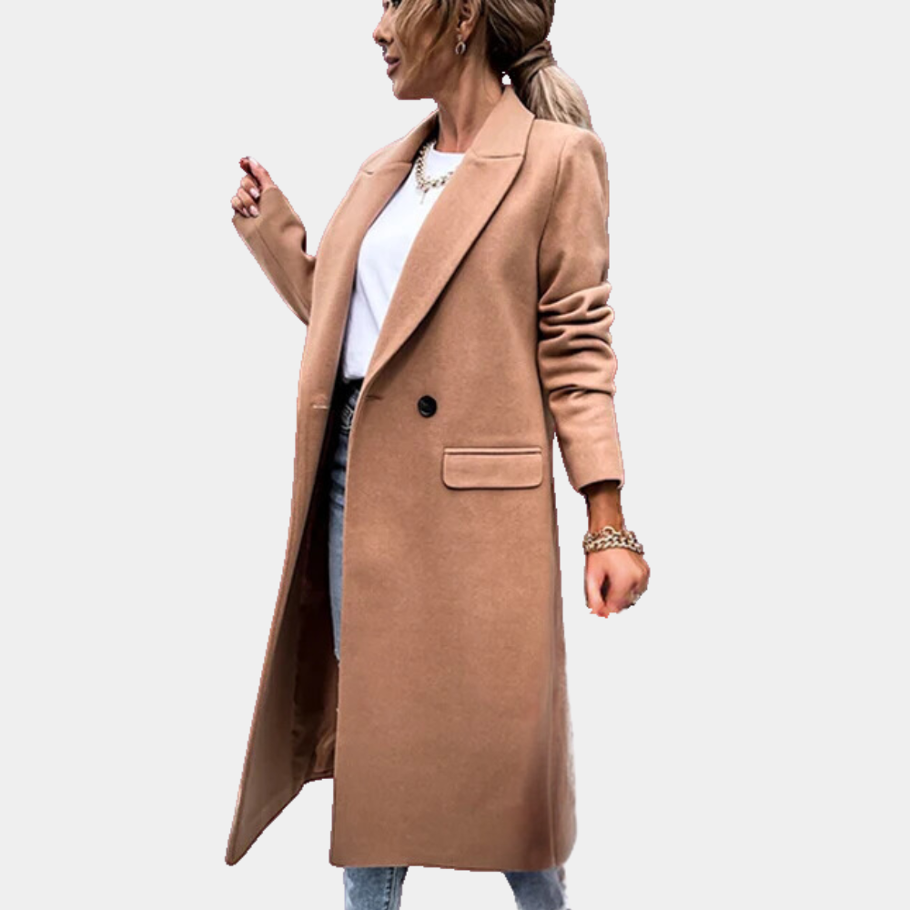 Long Winter Coat with Flap Pockets - Zeraya