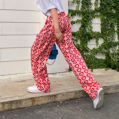 Nadine - Comfortable Lightweight Summer Trousers with Heart Pattern for Women