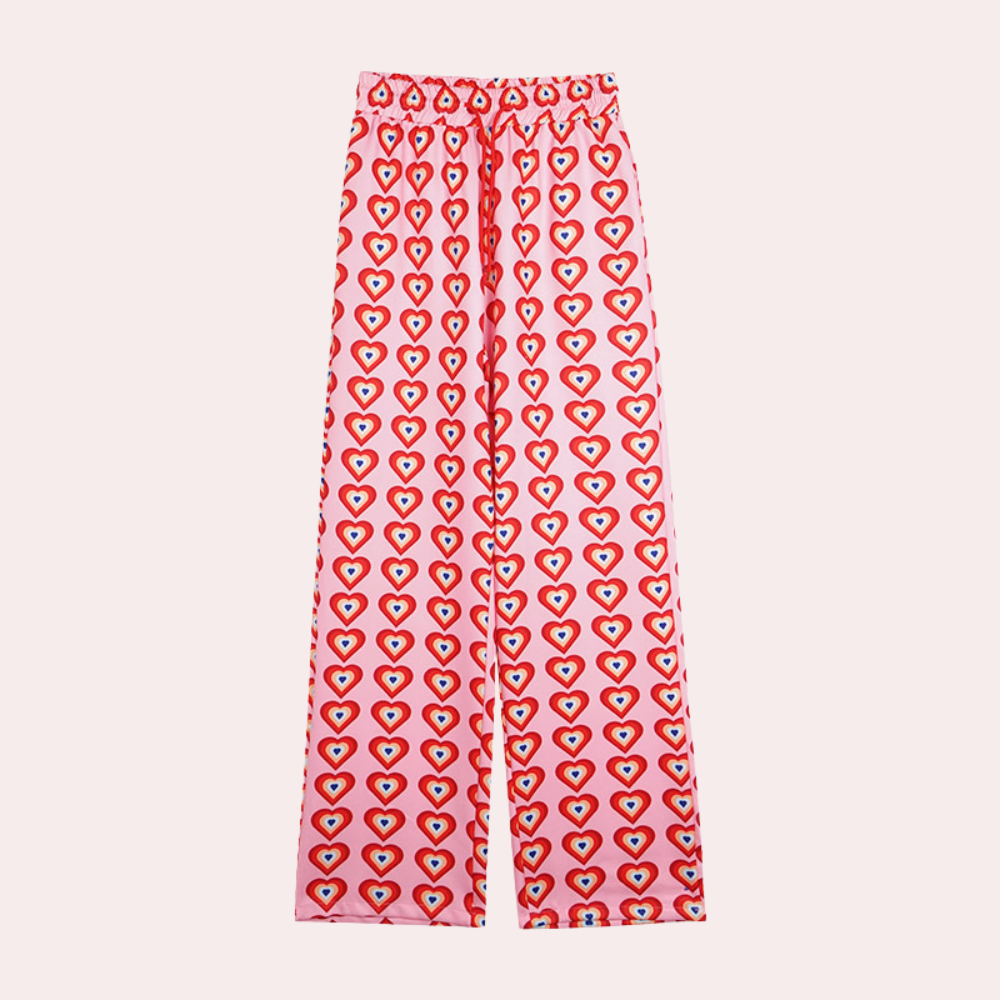 Nadine - Comfortable Lightweight Summer Trousers with Heart Pattern for Women