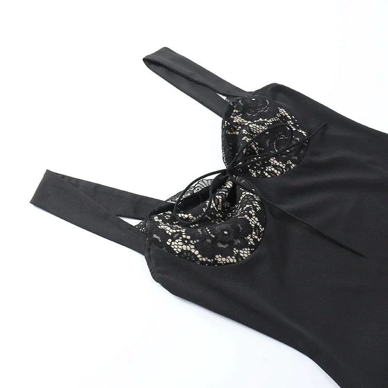 A-Line Mini Dress with Lace & Padded Wide Straps