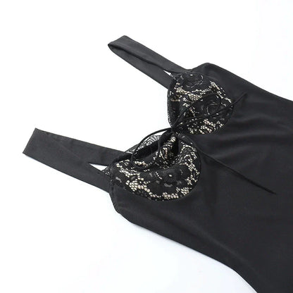 A-Line Mini Dress with Lace & Padded Wide Straps