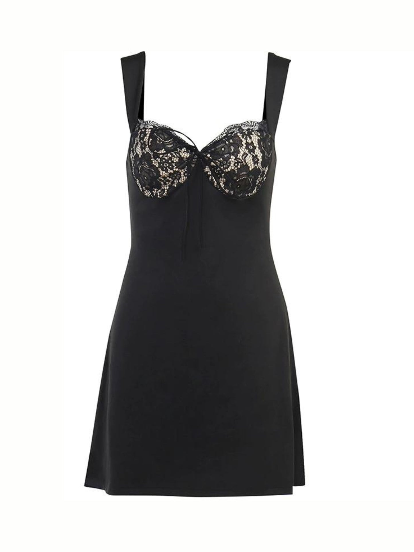 A-Line Mini Dress with Lace & Padded Wide Straps