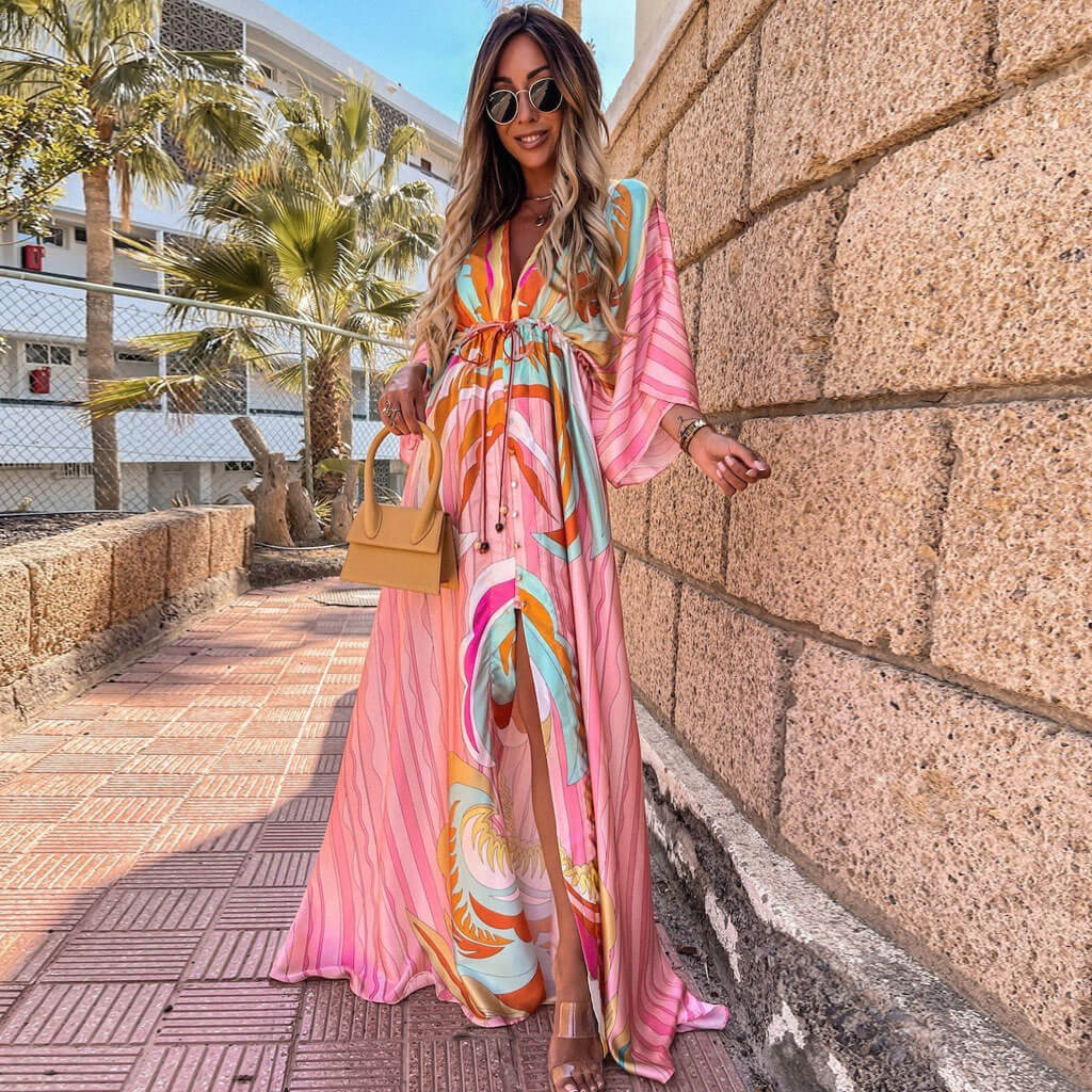 Abstract Print Maxi Dress