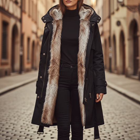 Parka de invierno con capucha para mujer
