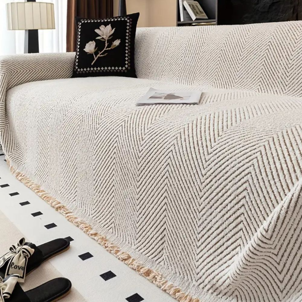 Reversible Herringbone Sofa Cover
