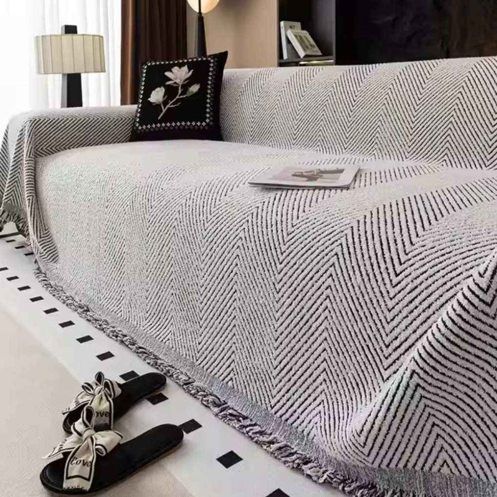 Reversible Herringbone Sofa Cover