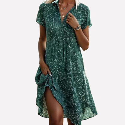 Midi dress with short sleeves for women