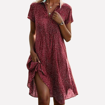 Midi dress with short sleeves for women