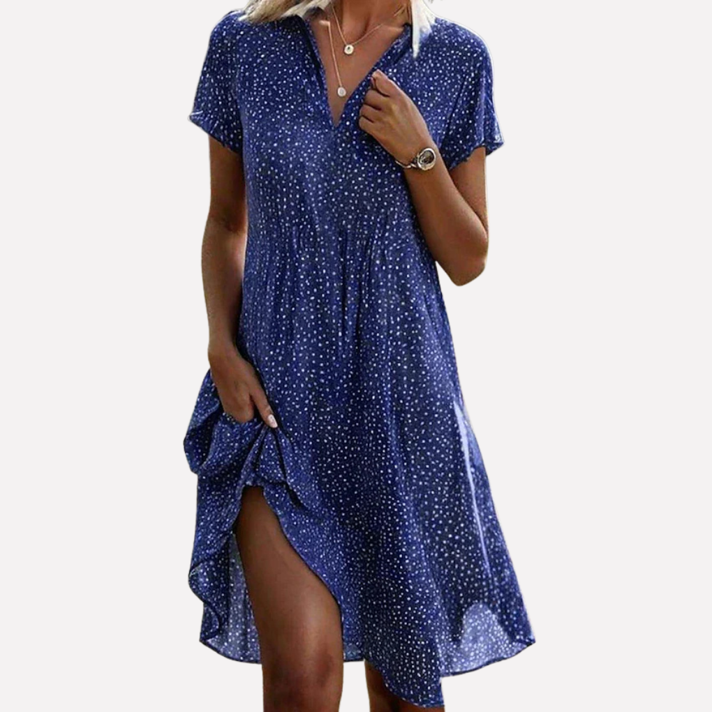 Midi dress with short sleeves for women