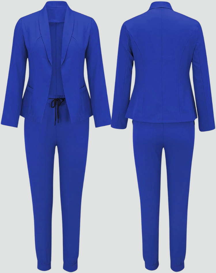 Stylish Two-Piece Blazer Set with Jogger Trousers for Women
