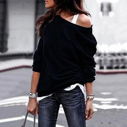 One off-shoulder loose warm women's sweater - Beatrix