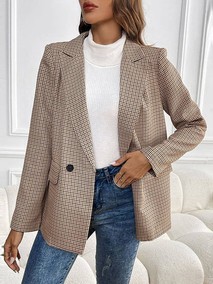 Elegant Comfortable Tailored Checked Women's Blazer