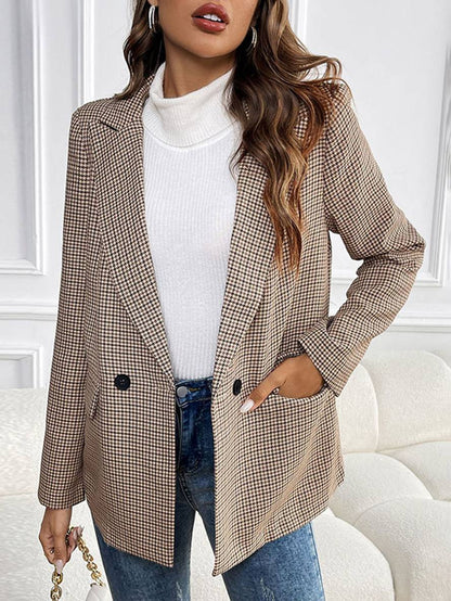 Elegant Comfortable Tailored Checked Women's Blazer