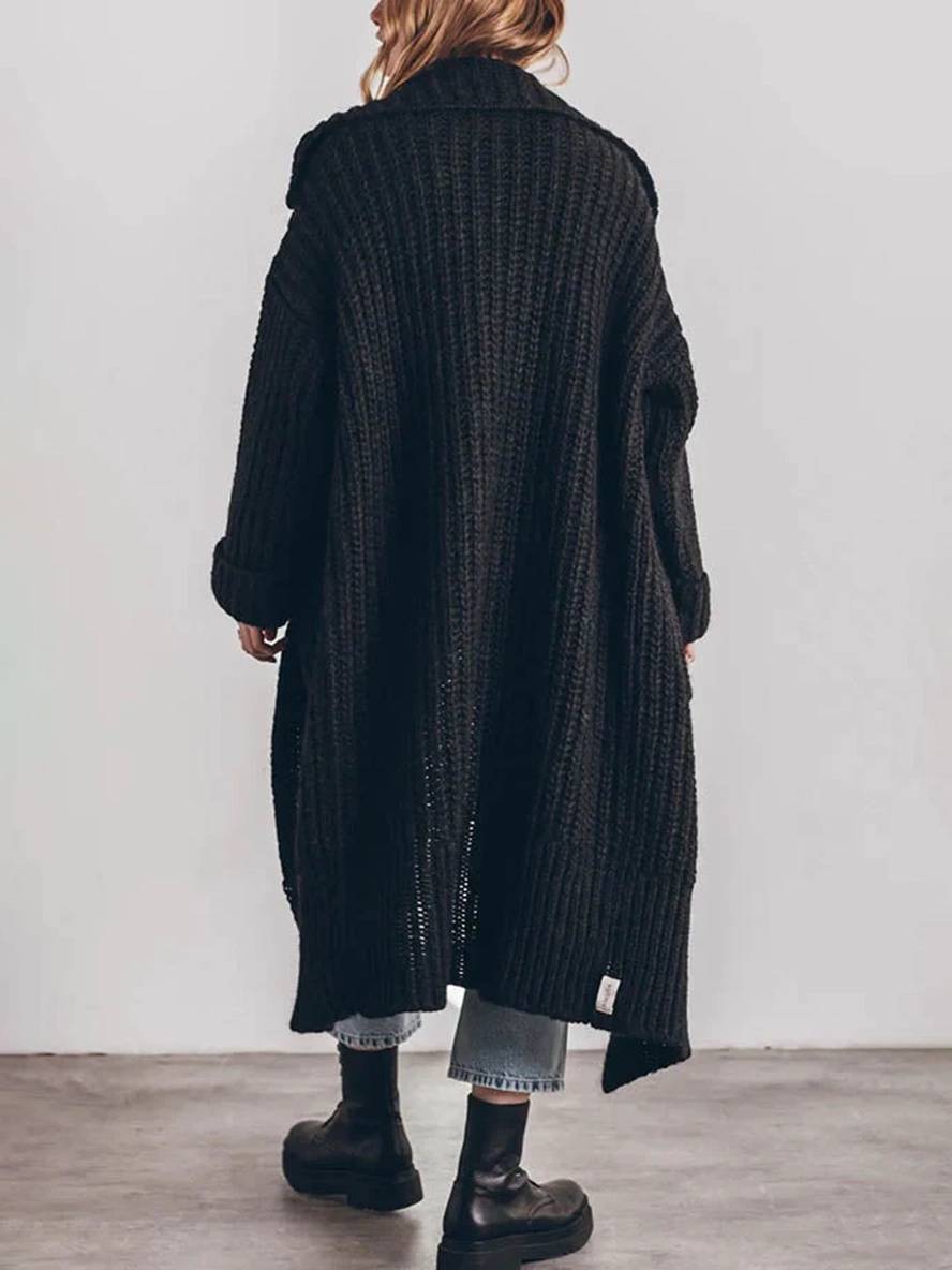 Cárdigan largo de punto oversize con botones y bolsillos para mujer