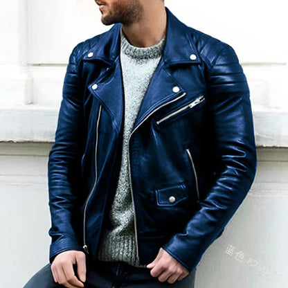 Leather biker jacket with multiple pockets - Basilio
