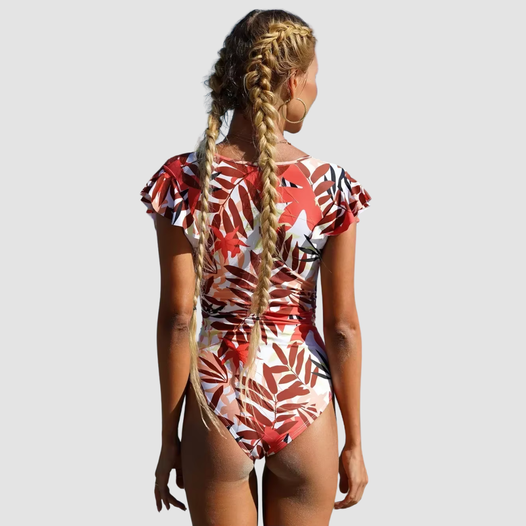 Camouflage Bandeau Swimsuit with Zipper