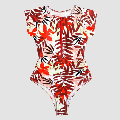 Camouflage Bandeau Swimsuit with Zipper
