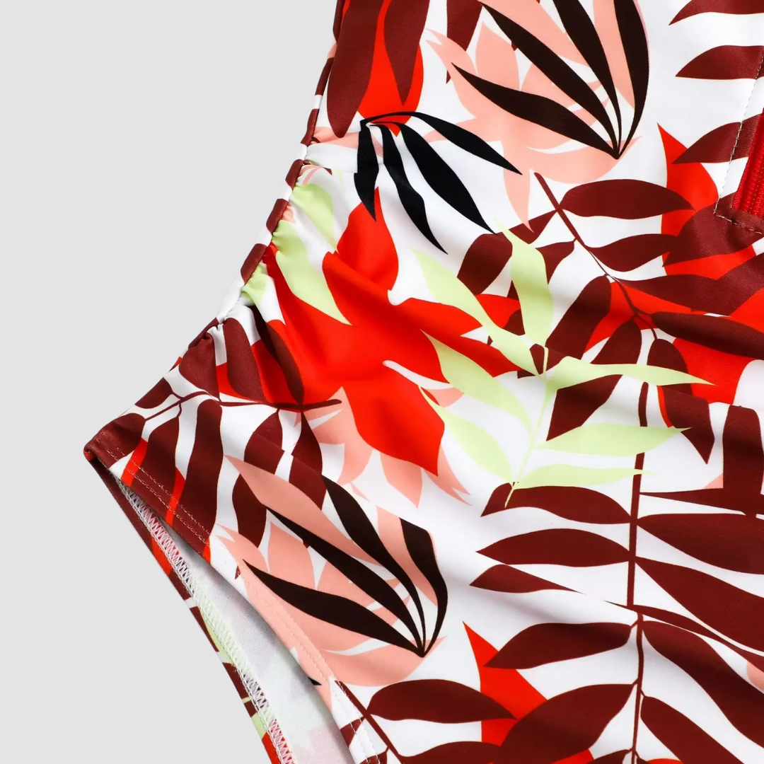 Camouflage Bandeau Swimsuit with Zipper
