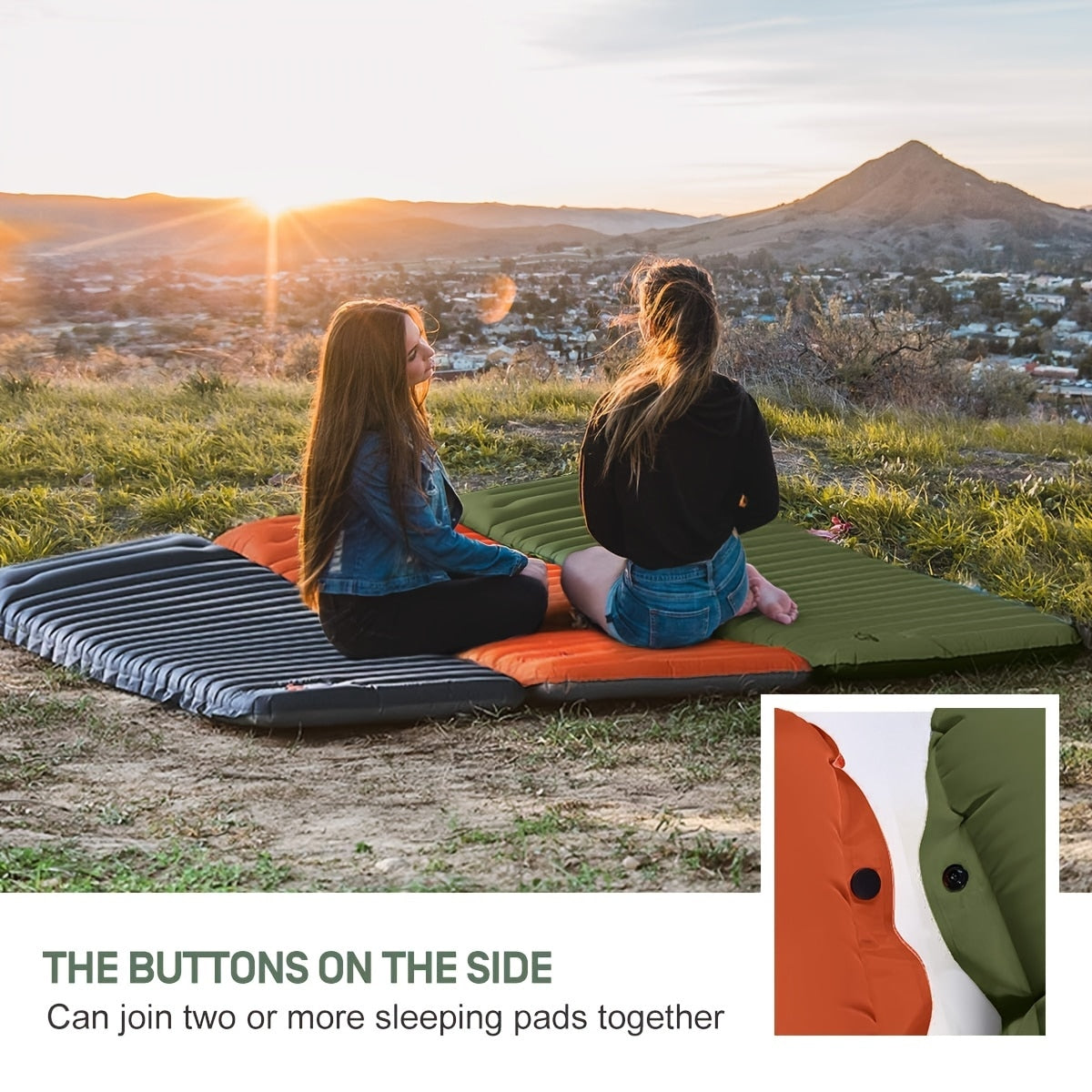 Saltea gonflabilă de camping, cu pompă de picior încorporată și design compact