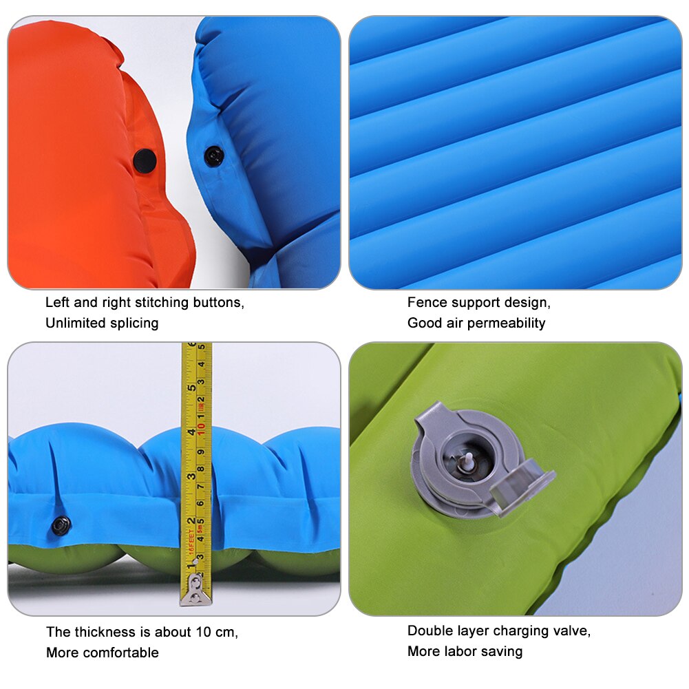 Saltea gonflabilă de camping, cu pompă de picior încorporată și design compact