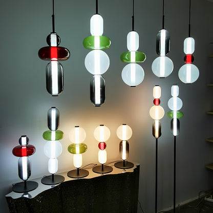 Závesná lampa s tienidlom z farebného skla – farebné LED osvetlenie