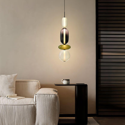Závesná lampa s tienidlom z farebného skla – farebné LED osvetlenie