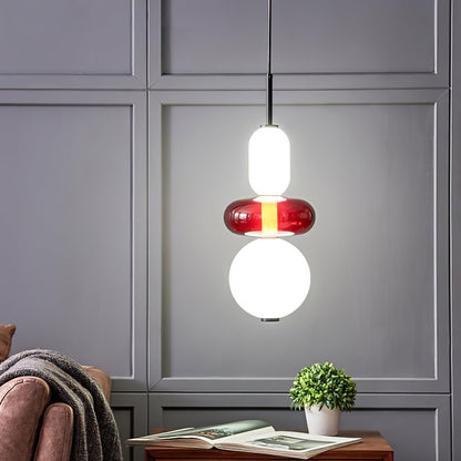 Závesná lampa s tienidlom z farebného skla – farebné LED osvetlenie