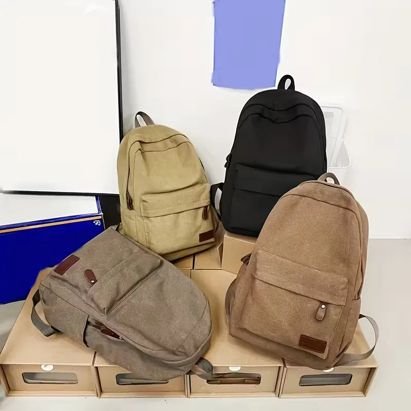 Canvas rucksack with front pocket