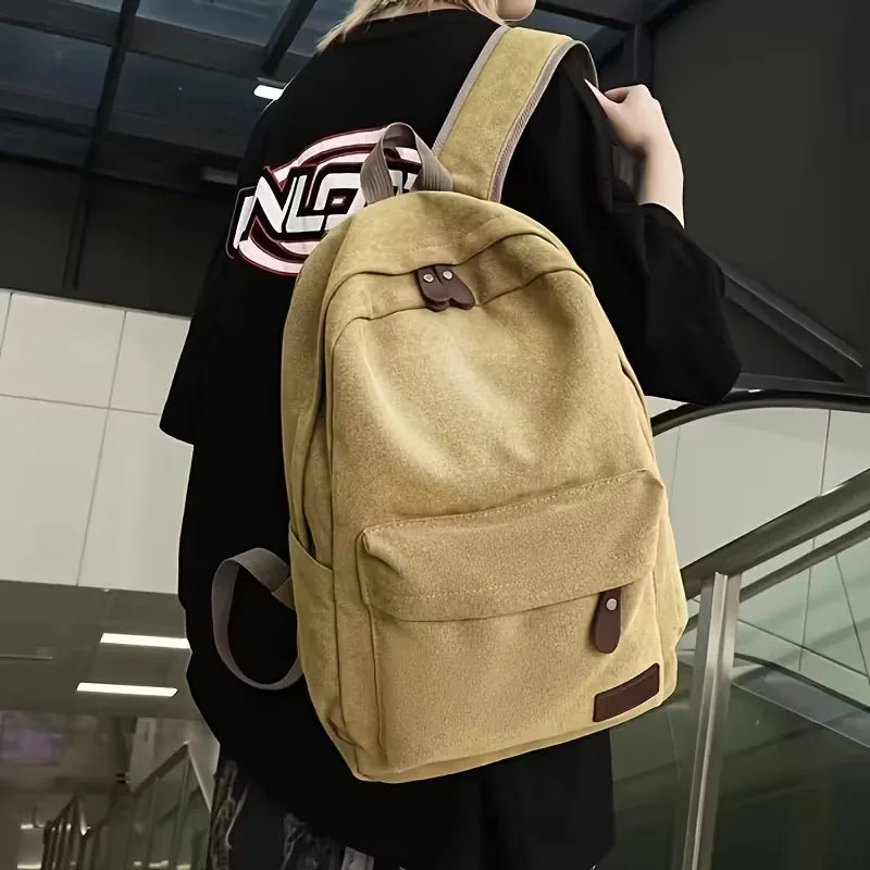 Canvas rucksack with front pocket