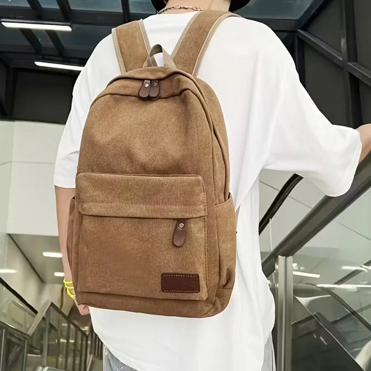 Canvas rucksack with front pocket