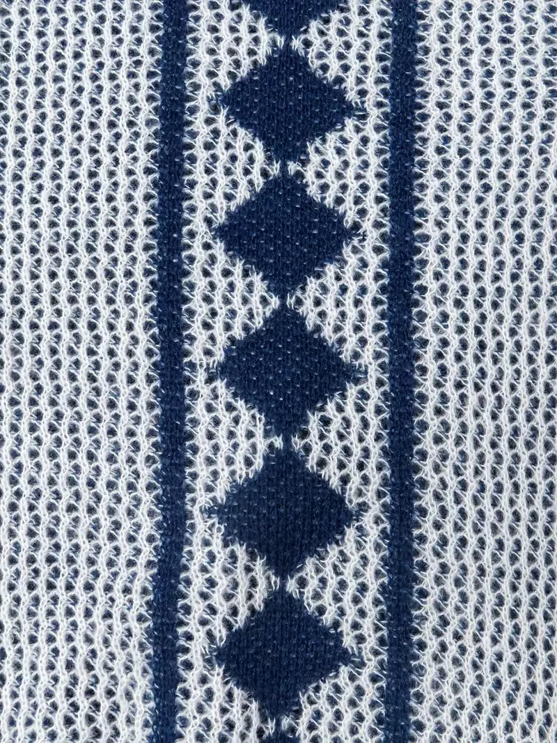 Cardigan with Buttons and Diamond Pattern
