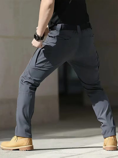 Cargo trousers with stretchy material and multiple pockets