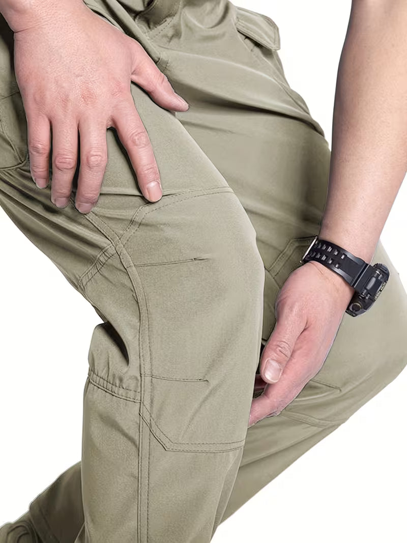 Cargo trousers with stretchy material and multiple pockets