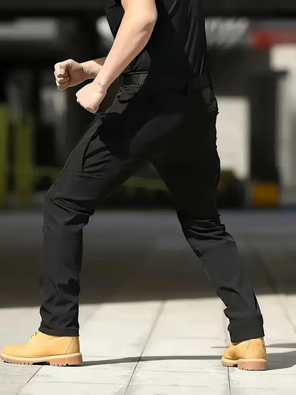 Cargo trousers with stretchy material and multiple pockets