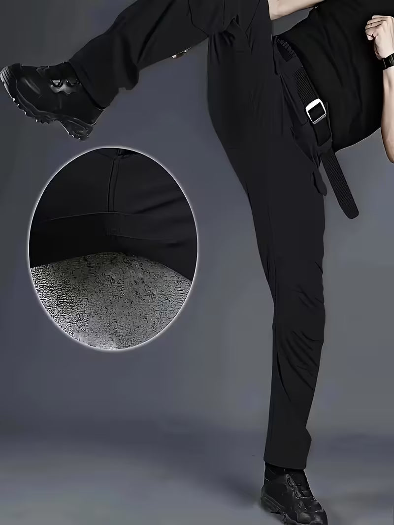 Cargo trousers with stretchy material and multiple pockets
