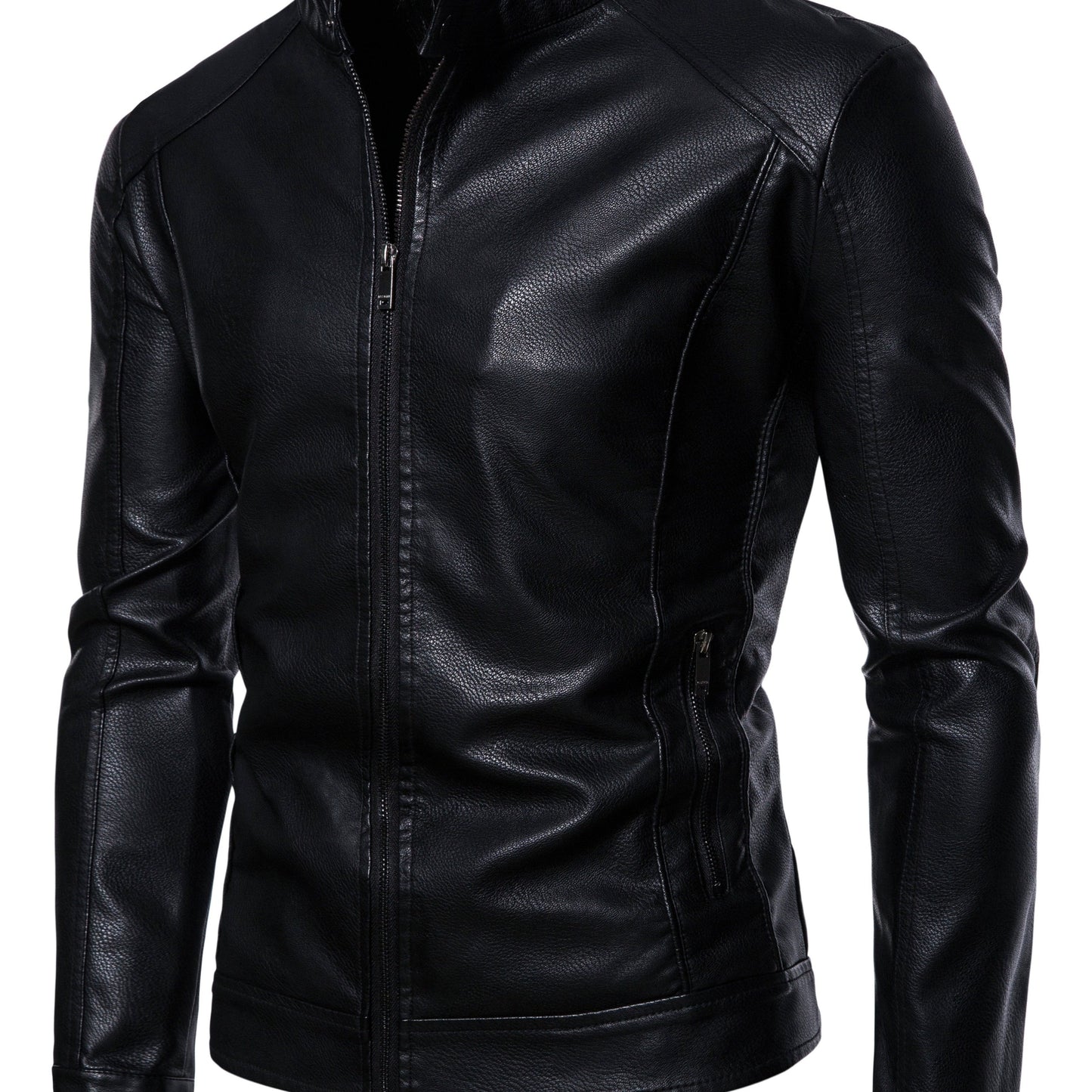 Cas | Stylish faux leather men's jacket with fleece lining