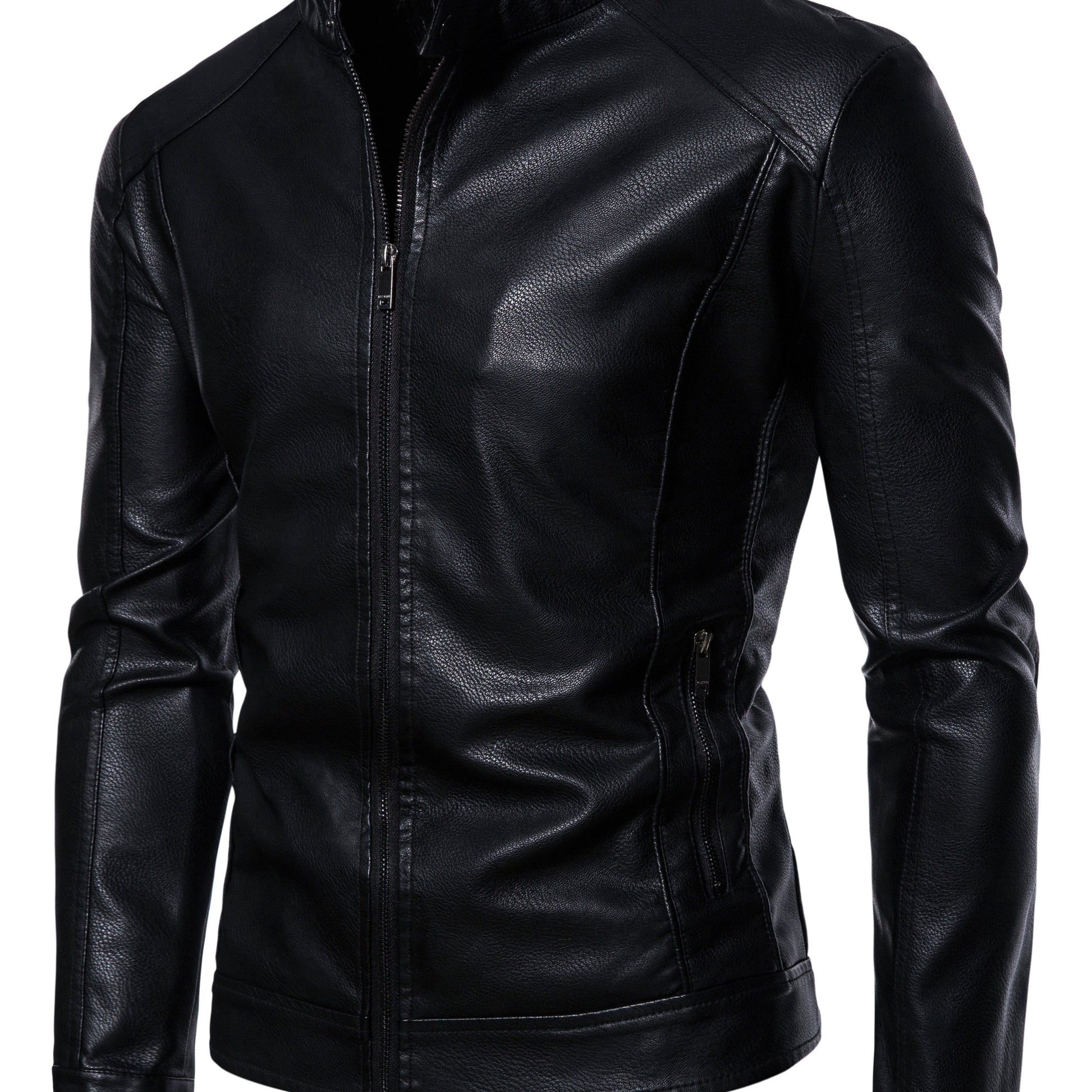 Cas | Stylish faux leather men's jacket with fleece lining