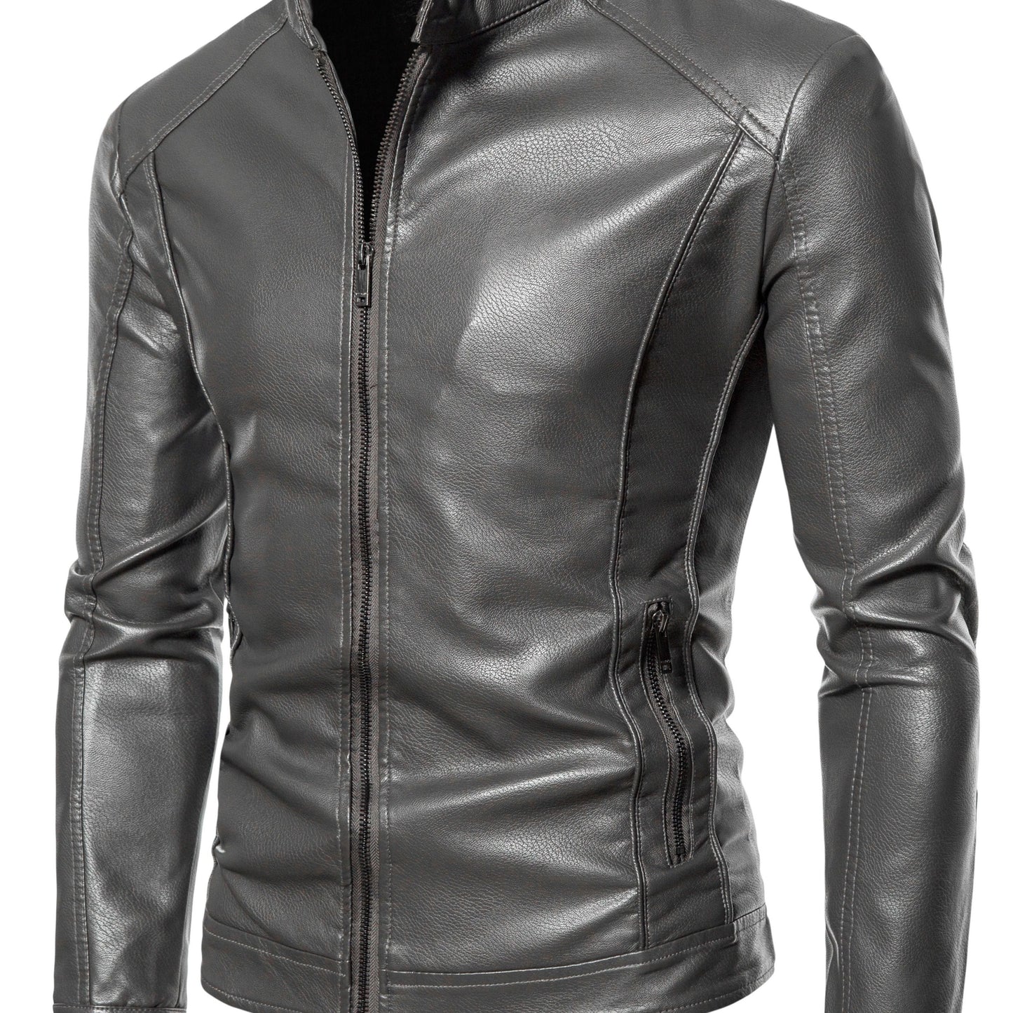 Cas | Stylish faux leather men's jacket with fleece lining