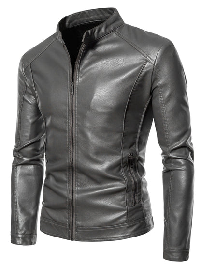 Cas | Stylish faux leather men's jacket with fleece lining
