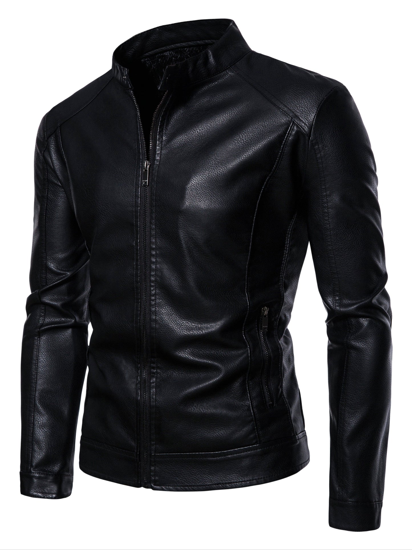 Cas | Stylish faux leather men's jacket with fleece lining