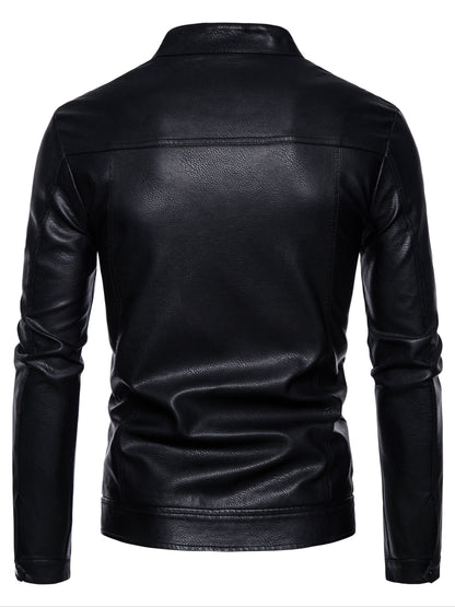 Cas | Stylish faux leather men's jacket with fleece lining
