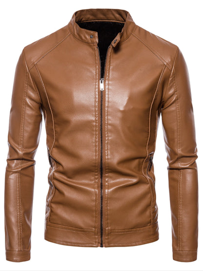 Cas | Stylish faux leather men's jacket with fleece lining
