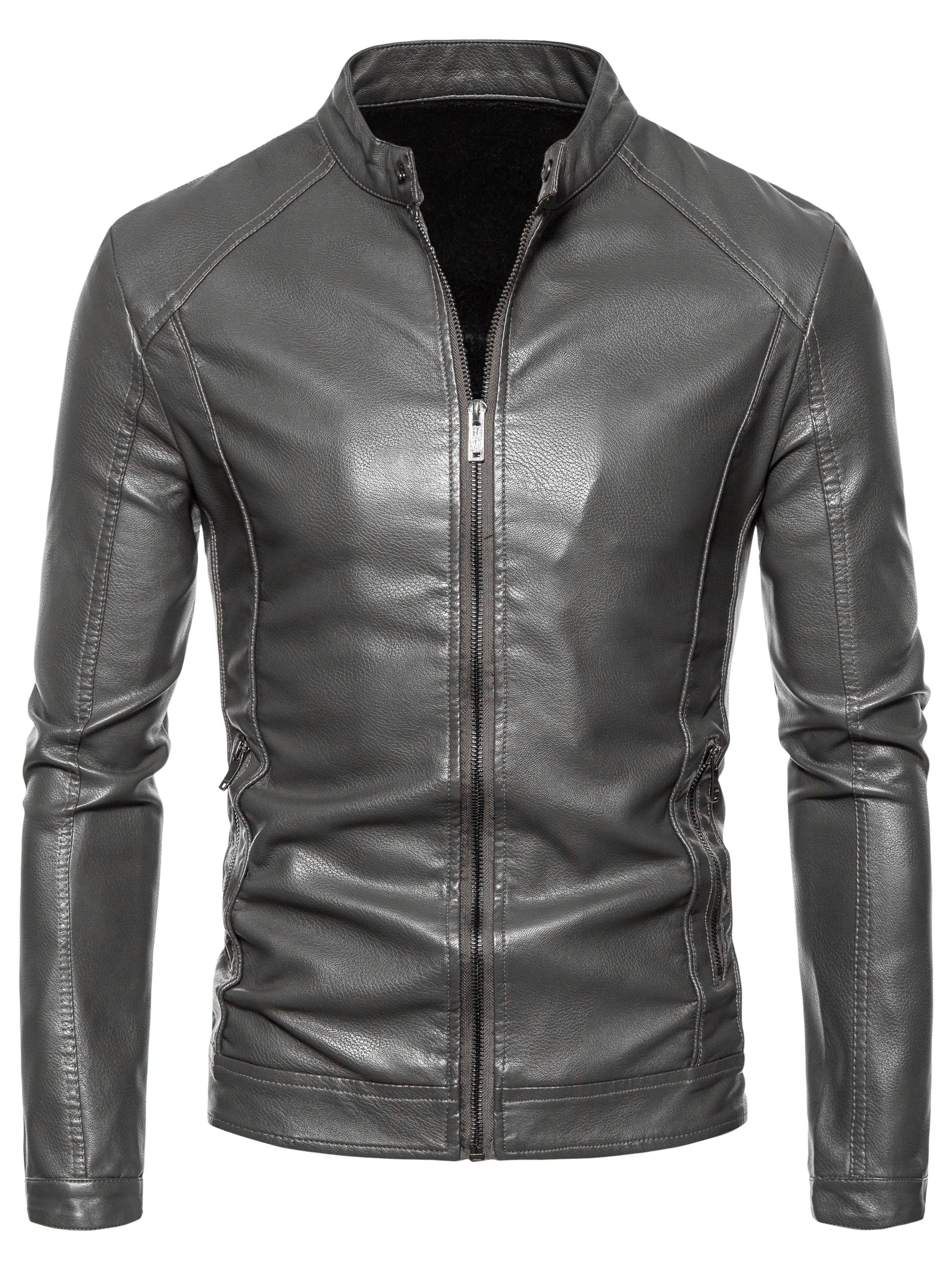 Cas | Stylish faux leather men's jacket with fleece lining